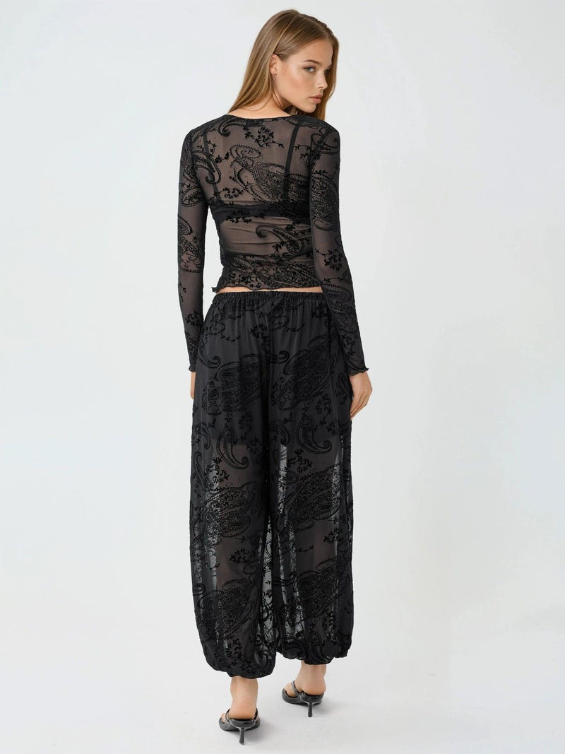 BUSEM Relaxed Fit Flock Print Tulle Pants - Image 3